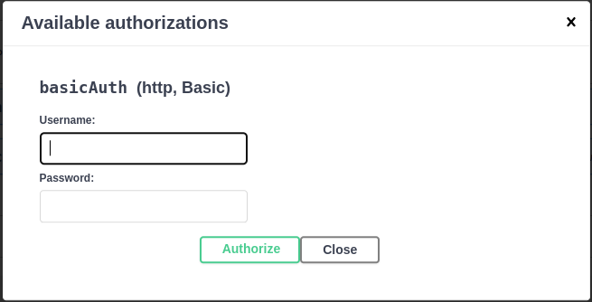 Authorize swagger ui basic auth form